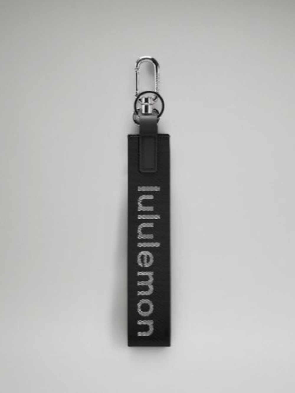 lululemon athletica Black Logo Keyring Strap with Silver Hardware